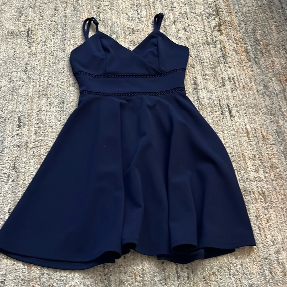 Trixxi navy blue a line dress with adjustable straps zipper on back